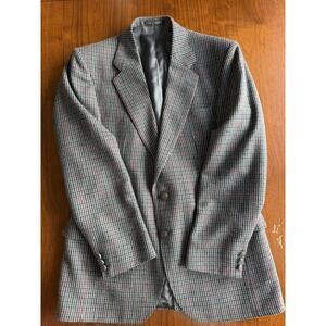 Vintage The Scotch House Wool Tweed Blazer Grey/Red Windowpane Check - Size 36